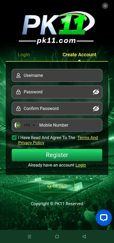 PK11 Game Login