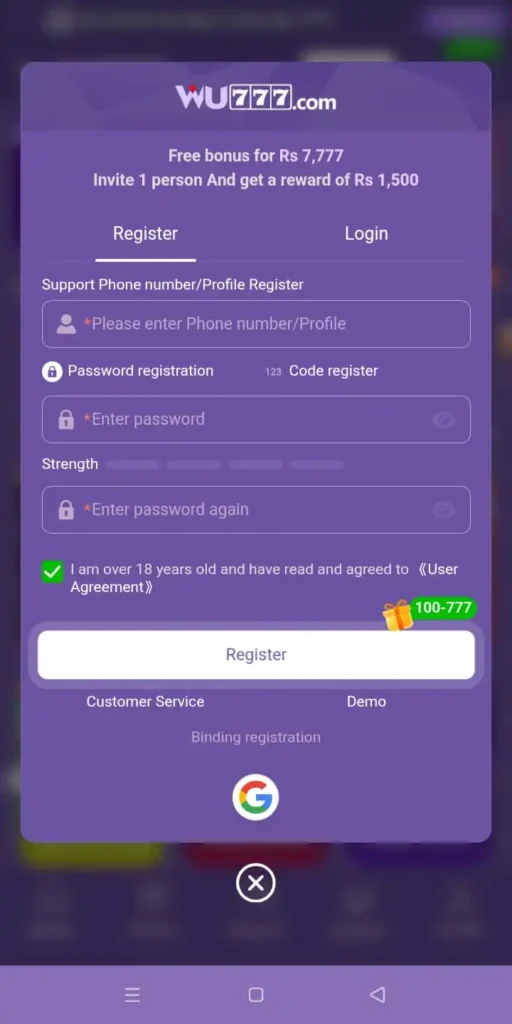 WU777 Game Login